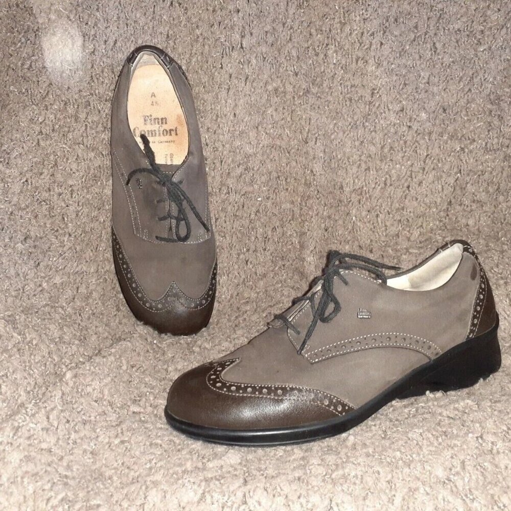 FINN COMFORT-Eureka-Brown Leather Brogue Wingtip Oxfords-5.5 UK-7.5 US-Excellent